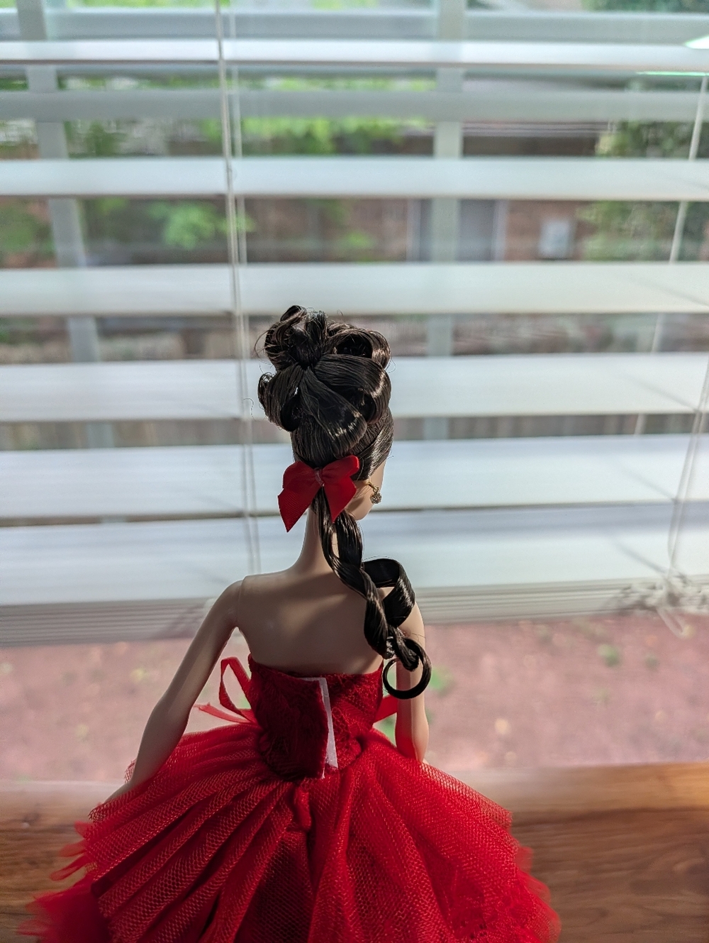 Vintage The Rose Barbie Restyled Red Ruffle Gown - Picture 9 of 10